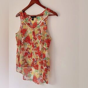 Sheer floral tank blouse M